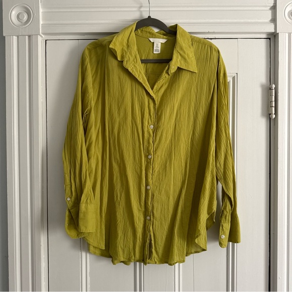 H&M Tops - H&M Chartreuse Button-Up Shirt